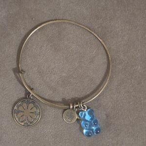 Alex and Ani Gold Bracelet with Blue Bear Charm